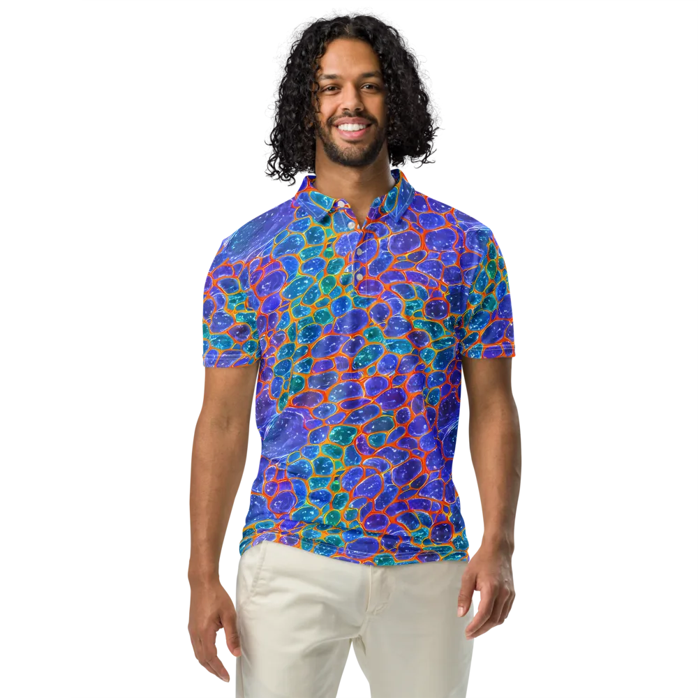 Neon Riverstone on Men's Slim Fit Polo Shirt — Front