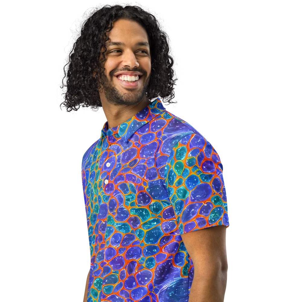 Neon Riverstone on Men's Slim Fit Polo Shirt — Left Front