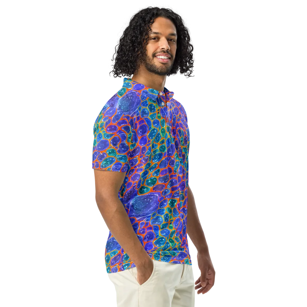 Neon Riverstone on Men's Slim Fit Polo Shirt — Right Front