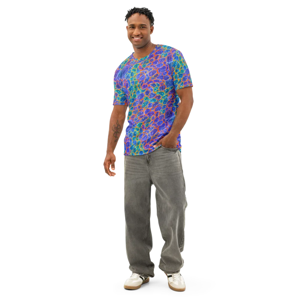 Neon Riverstone on Men's Cotton Crew Neck T-Shirt — Front
