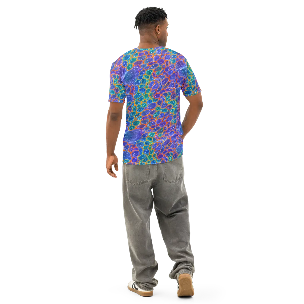Neon Riverstone on Men's Cotton Crew Neck T-Shirt — Back