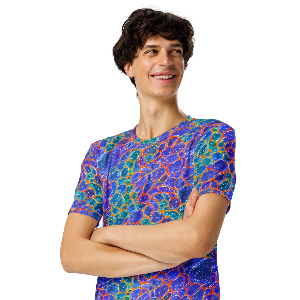 Neon Riverstone on Men's Crew Neck T-Shirt — Left Front