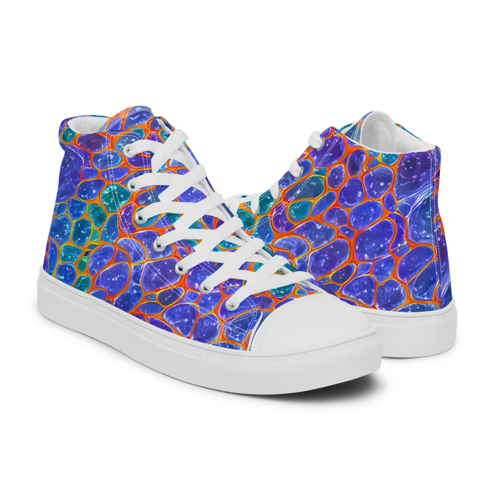 Neon Riverstone on Men's High Top Canvas Shoes — Right