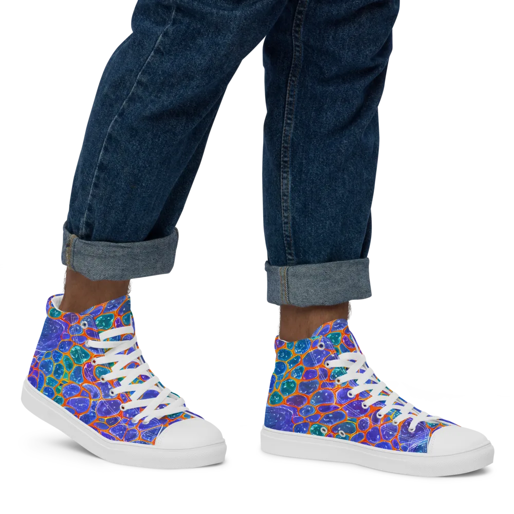 Neon Riverstone on Men's High Top Canvas Shoes — Right