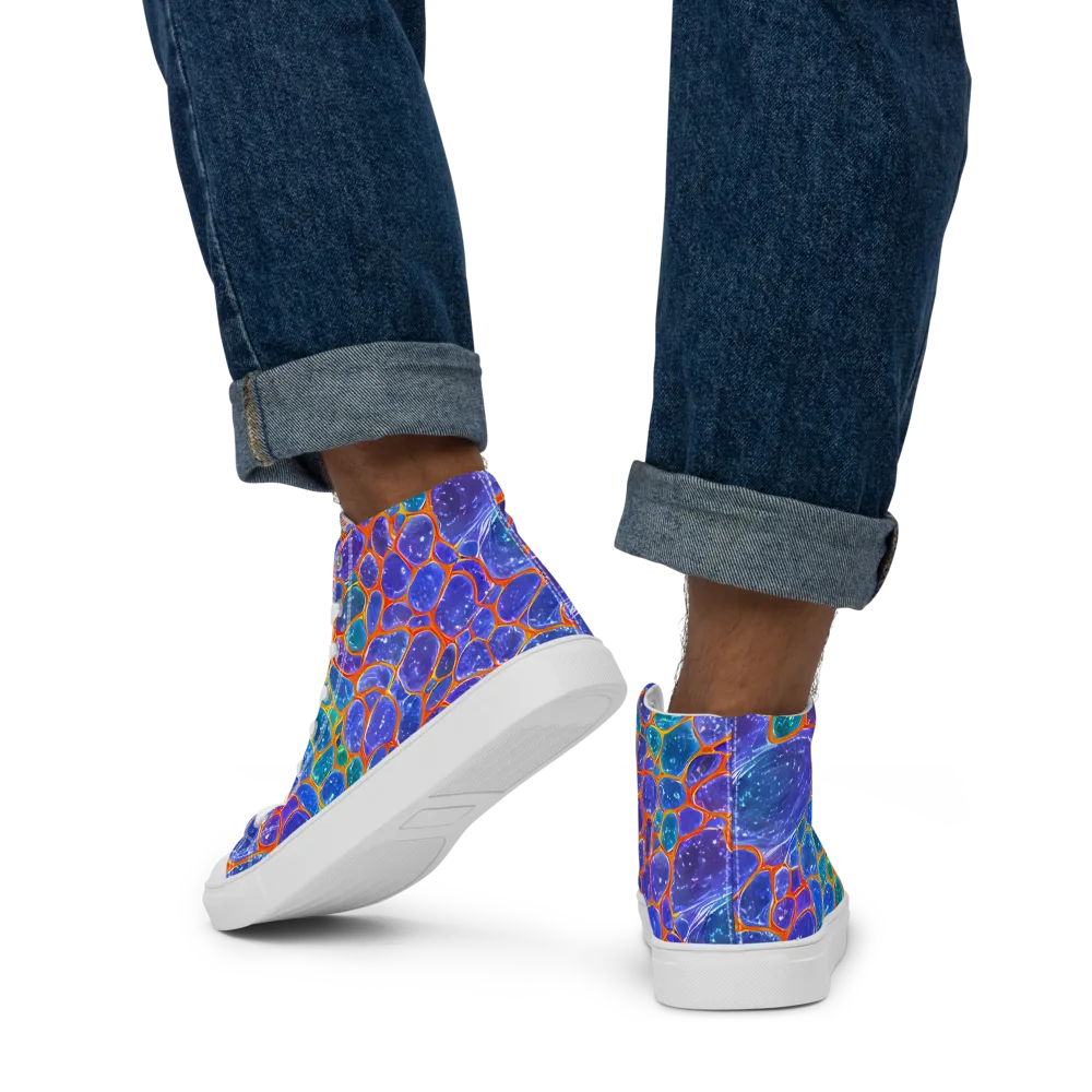 Neon Riverstone on Men's High Top Canvas Shoes — Back