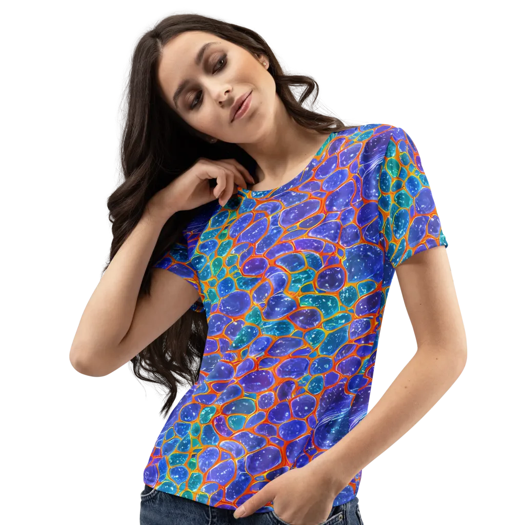 Neon Riverstone on Women's Crew Neck T-Shirt — Left Front