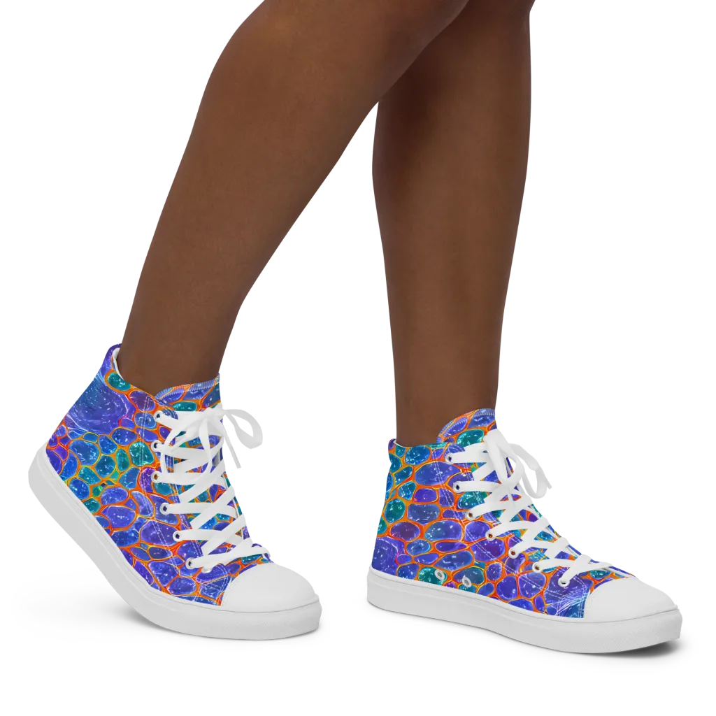 Neon Riverstone on Women's High Top Canvas Shoes — Right