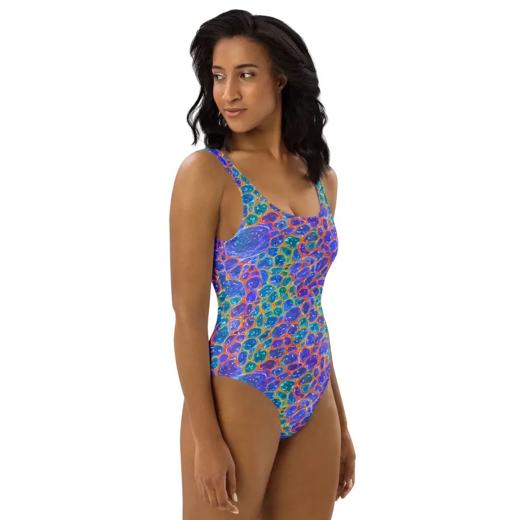 Neon Riverstone on One-Piece Swimsuit — Right