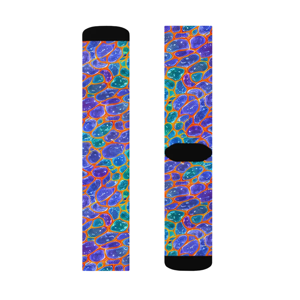 Neon Riverstone on Socks — Right Sock