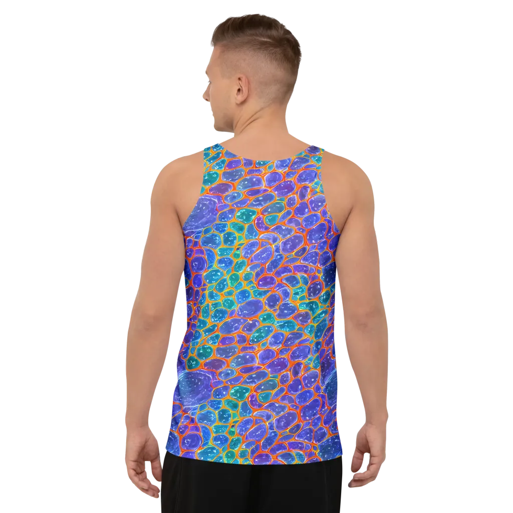 Neon Riverstone on Men's Tank Top — Back