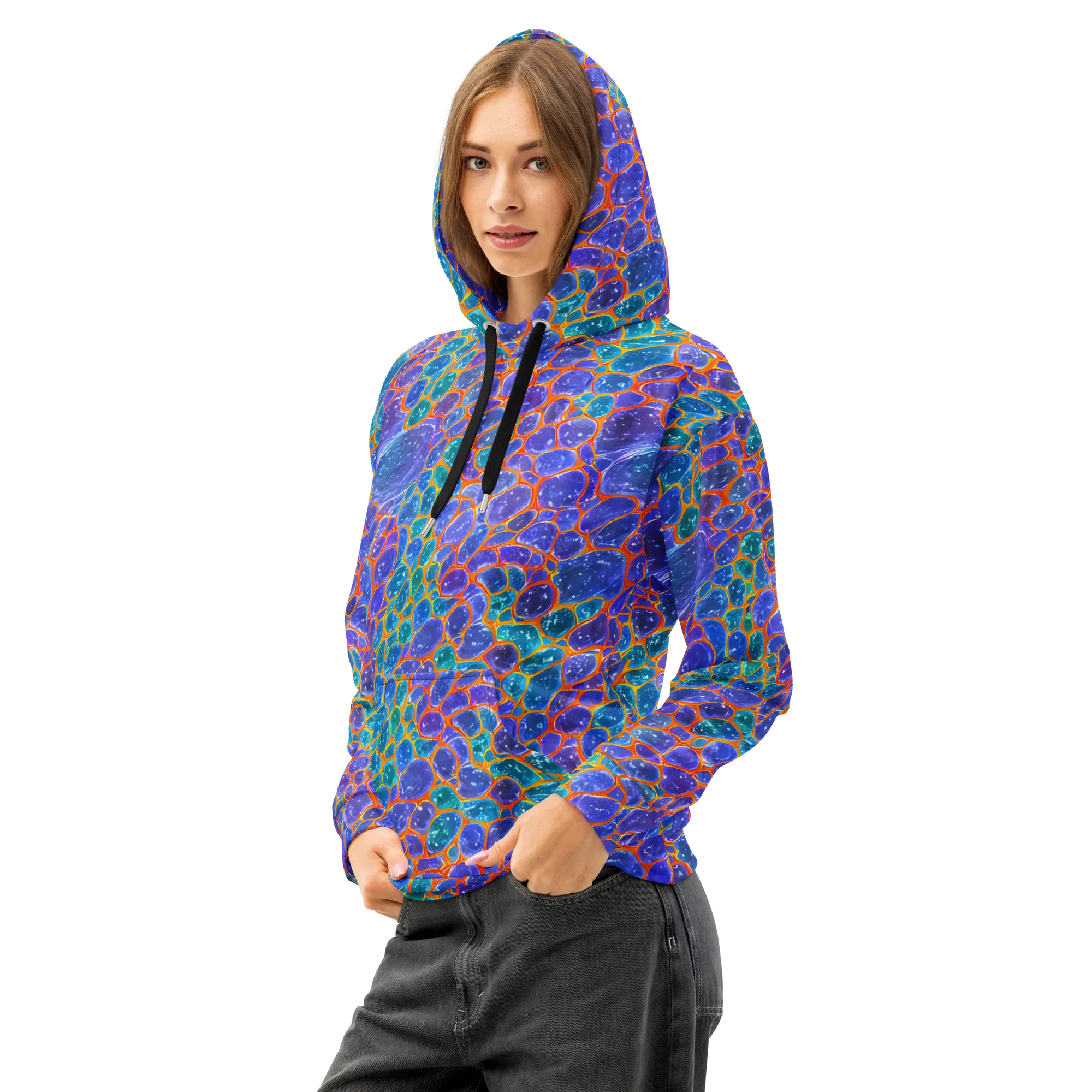 Neon Riverstone on Cotton Hoodie — Left Front
