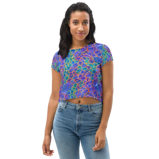 Neon Riverstone on a Crop Tee