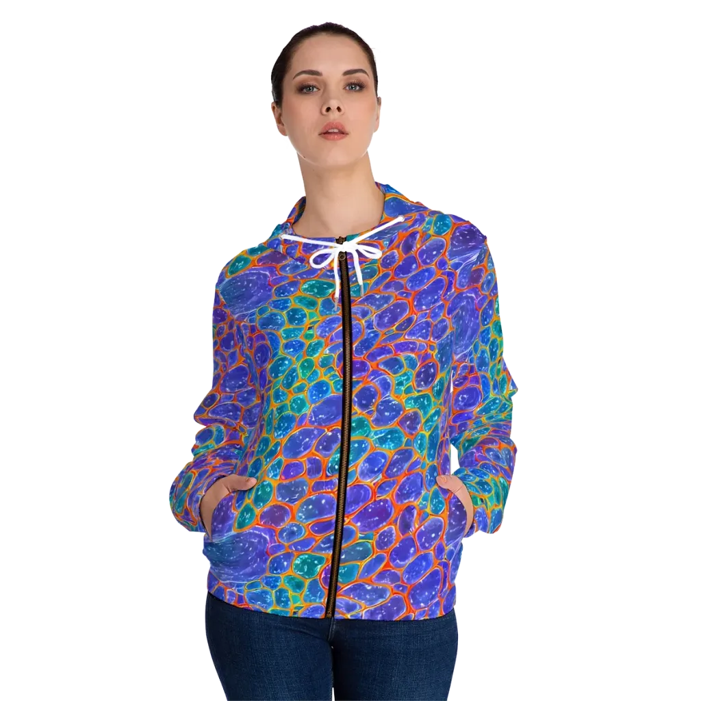 Neon Riverstone on Women's Full-Zip Hoodie — Front On Person