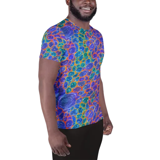 Neon Riverstone on a Men's Athletic T-Shirt
