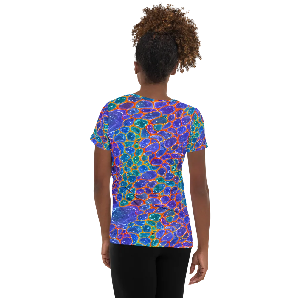 Neon Riverstone on Women's Athletic T-Shirt — Back