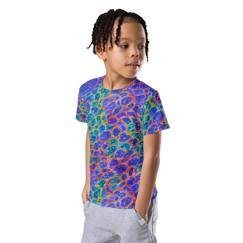 Neon Riverstone on Kids Crew Neck T-Shirt — Left Front
