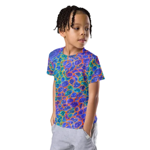 Neon Riverstone on a Kids Crew Neck T-Shirt