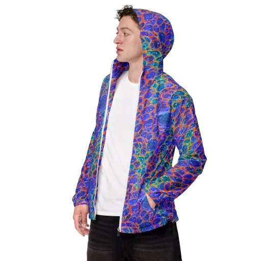 Neon Riverstone on a Men's Windbreaker