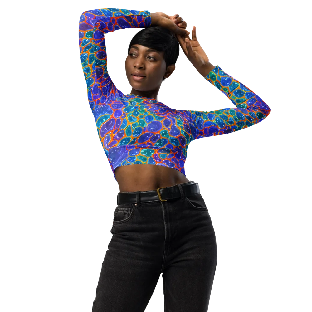 Neon Riverstone on Long Sleeve Crop Top — Front