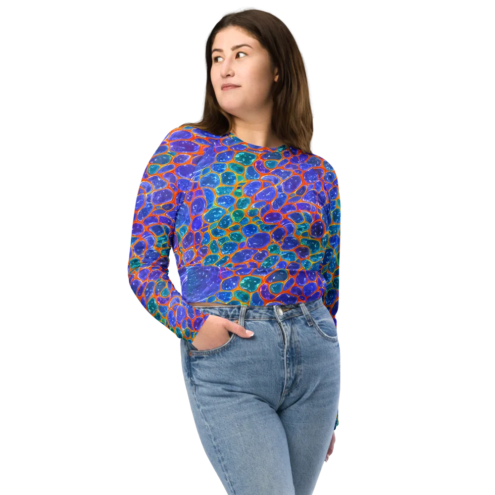 Neon Riverstone on Long Sleeve Crop Top — Front