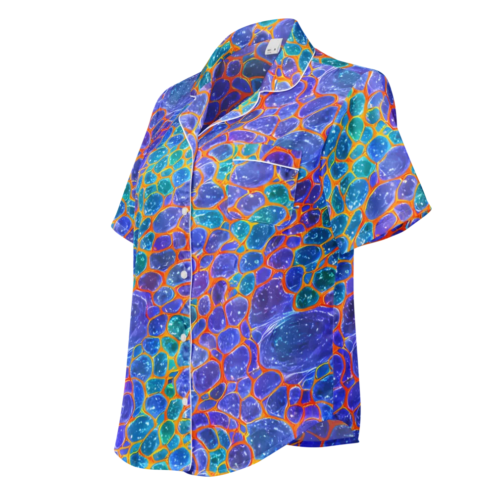 Neon Riverstone on Women's Short Sleeve Pajama Top — Left Front