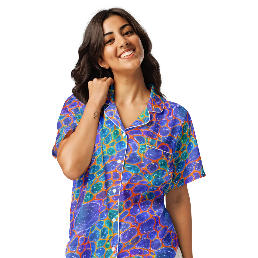 Neon Riverstone on Women's Short Sleeve Pajama Top — Front