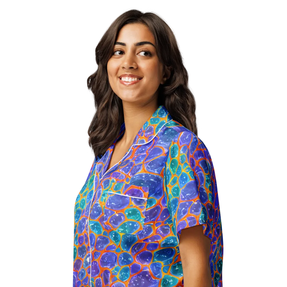 Neon Riverstone on Women's Short Sleeve Pajama Top — Left Front