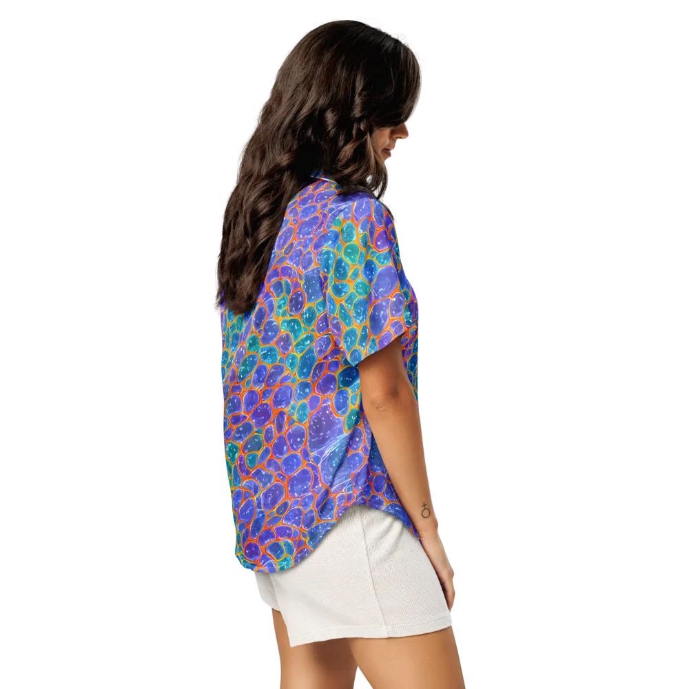 Neon Riverstone on Women's Short Sleeve Pajama Top — Right Back
