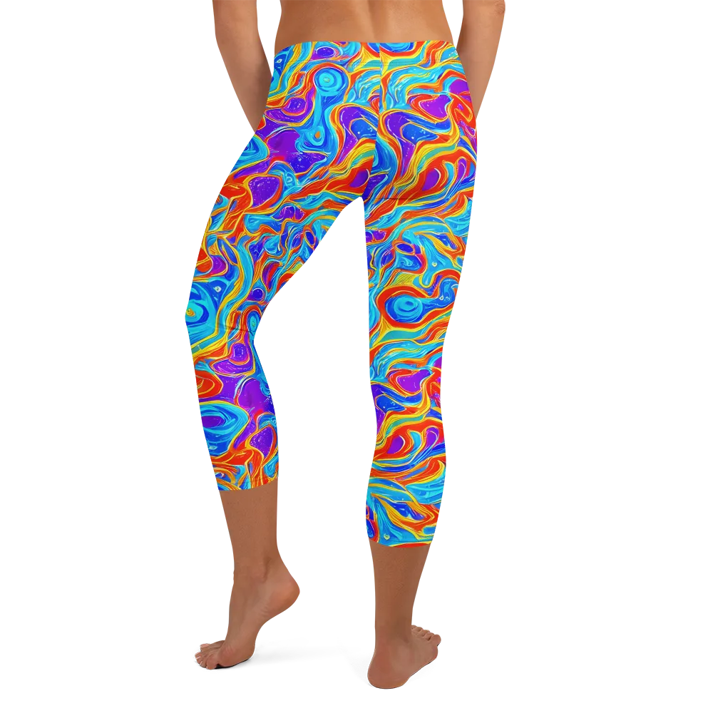 Saffron Labyrinth on Capri Leggings — Back