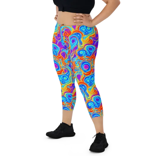 Saffron Labyrinth on a Capri Leggings