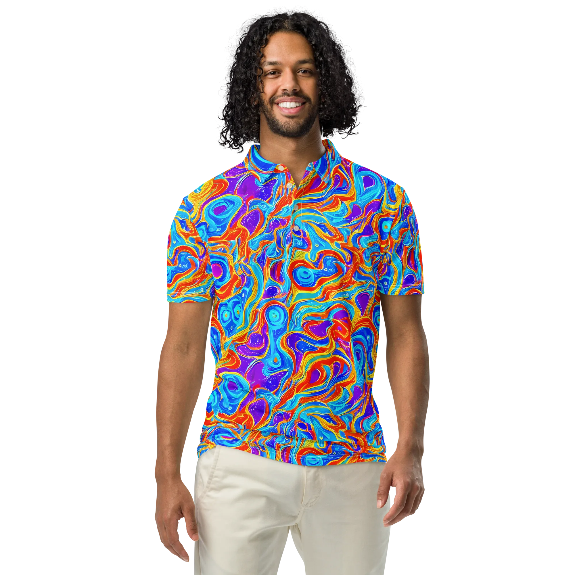 Saffron Labyrinth on Men's Slim Fit Polo Shirt — Front
