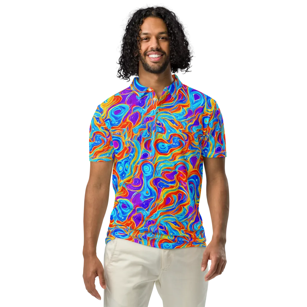 Saffron Labyrinth on Men's Slim Fit Polo Shirt — Front