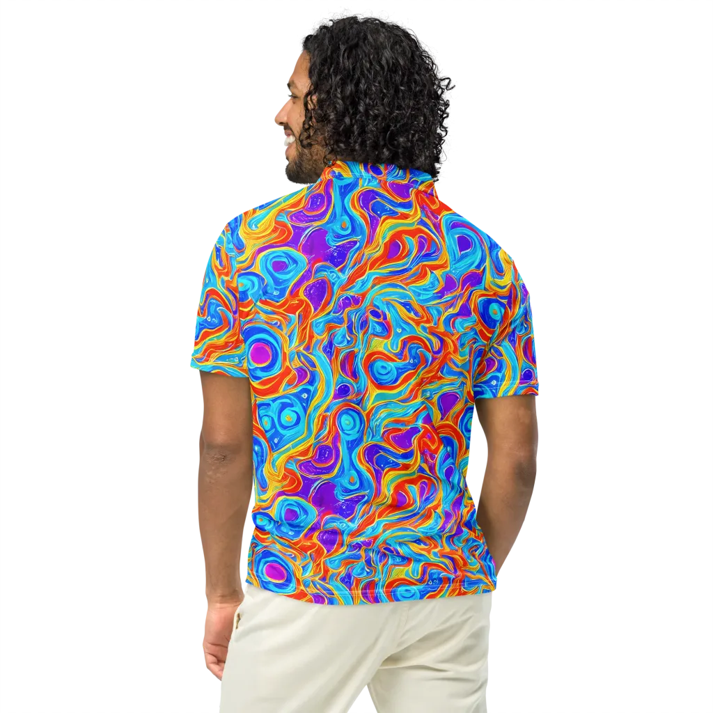 Saffron Labyrinth on Men's Slim Fit Polo Shirt — Back