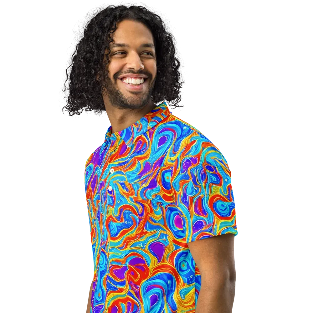Saffron Labyrinth on Men's Slim Fit Polo Shirt — Left Front