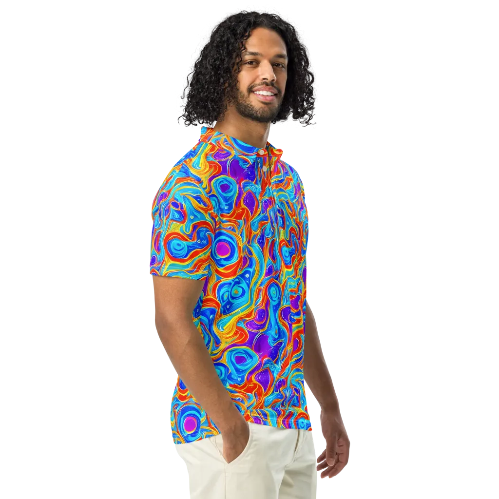 Saffron Labyrinth on Men's Slim Fit Polo Shirt — Right Front