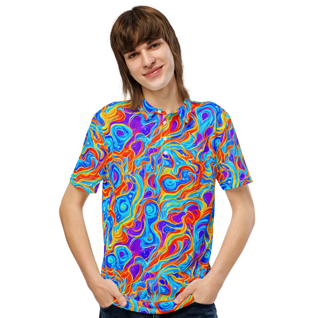 Saffron Labyrinth on Men's Slim Fit Polo Shirt — Front