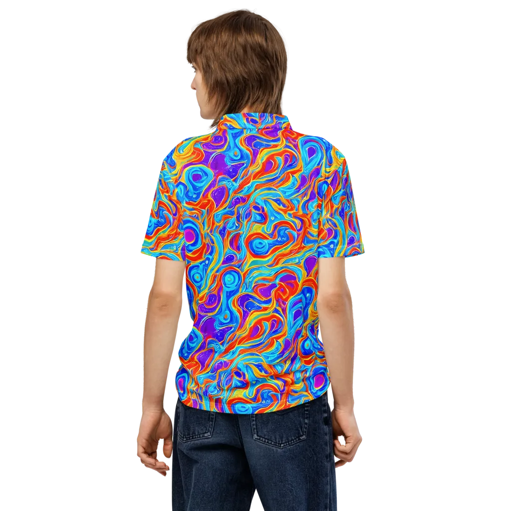 Saffron Labyrinth on Men's Slim Fit Polo Shirt — Back