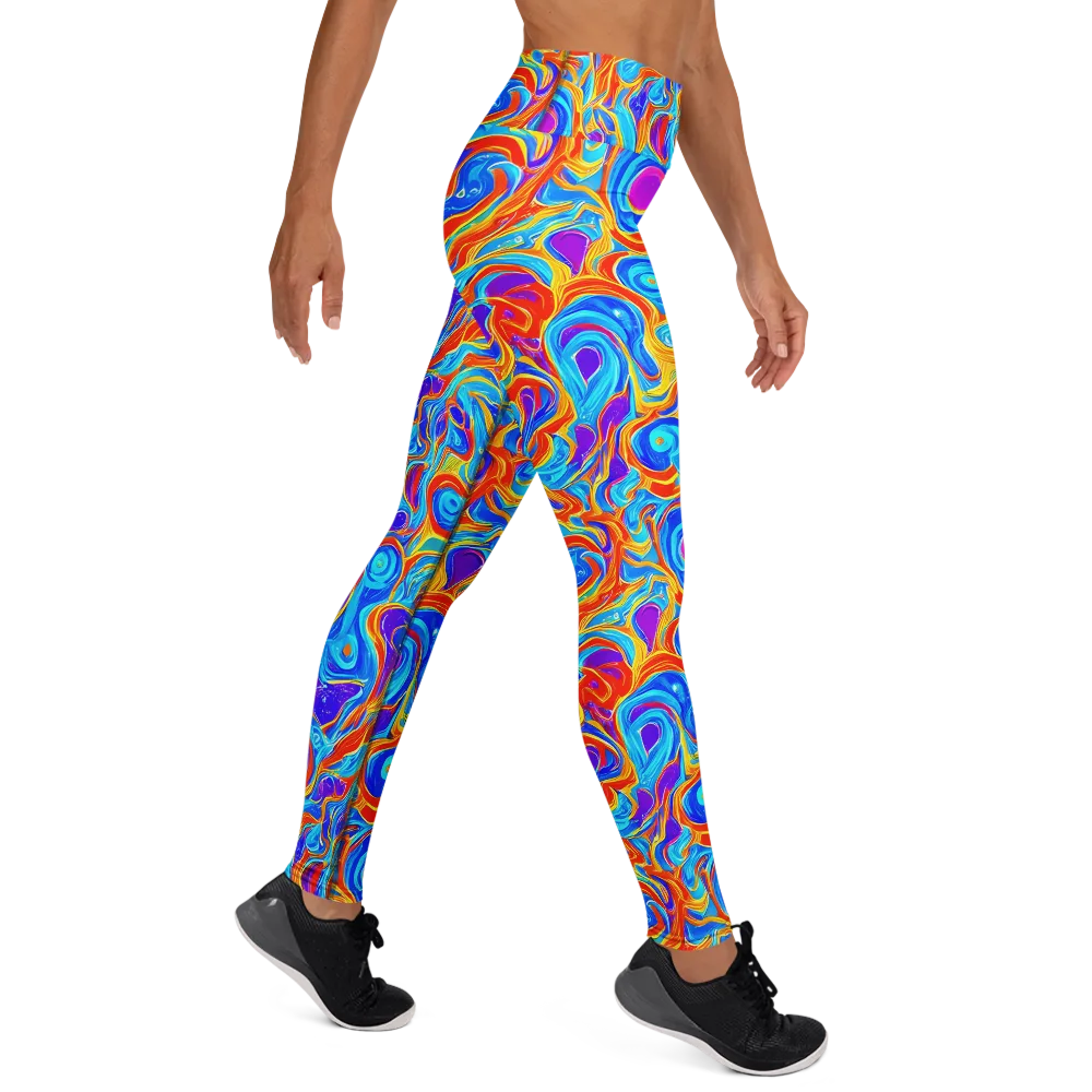 Saffron Labyrinth on Yoga Leggings — Right