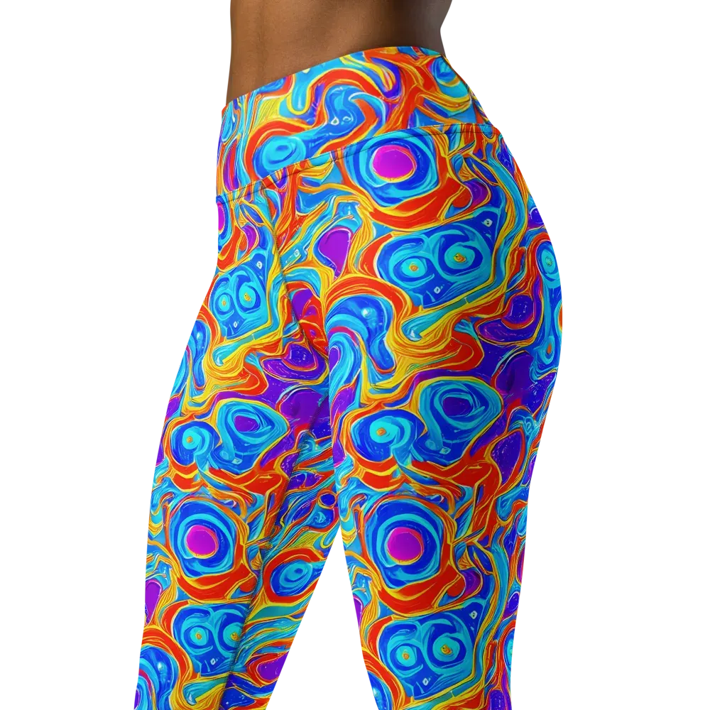 Saffron Labyrinth on Yoga Leggings — Left Front
