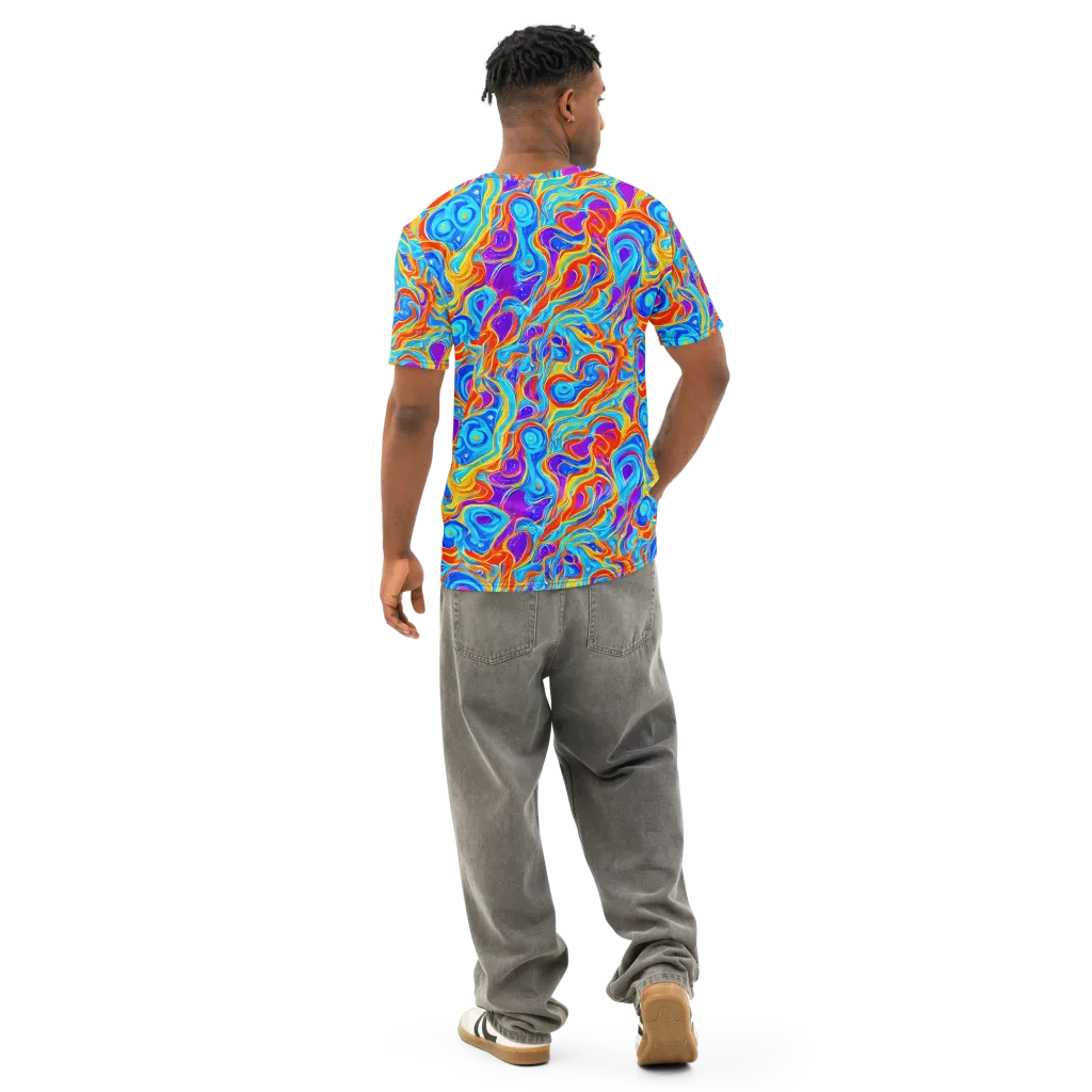 Saffron Labyrinth on Men's Cotton Crew Neck T-Shirt — Back