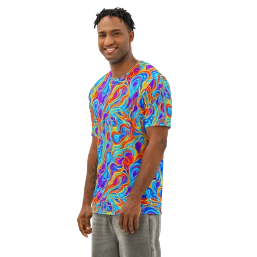 Saffron Labyrinth on a Men's Cotton Crew Neck T-Shirt