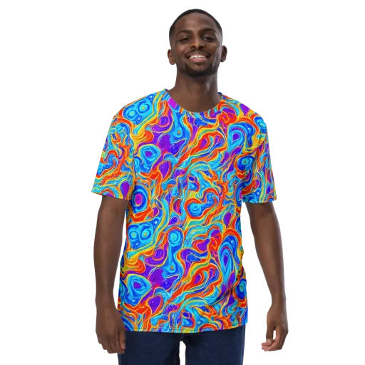 Saffron Labyrinth on a Men's Crew Neck T-Shirt