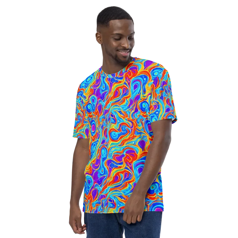 Saffron Labyrinth on Men's Crew Neck T-Shirt — Left