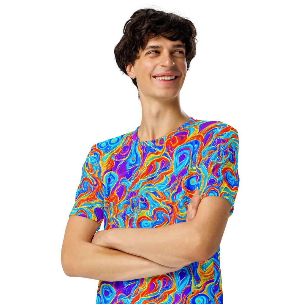 Saffron Labyrinth on Men's Crew Neck T-Shirt — Left Front