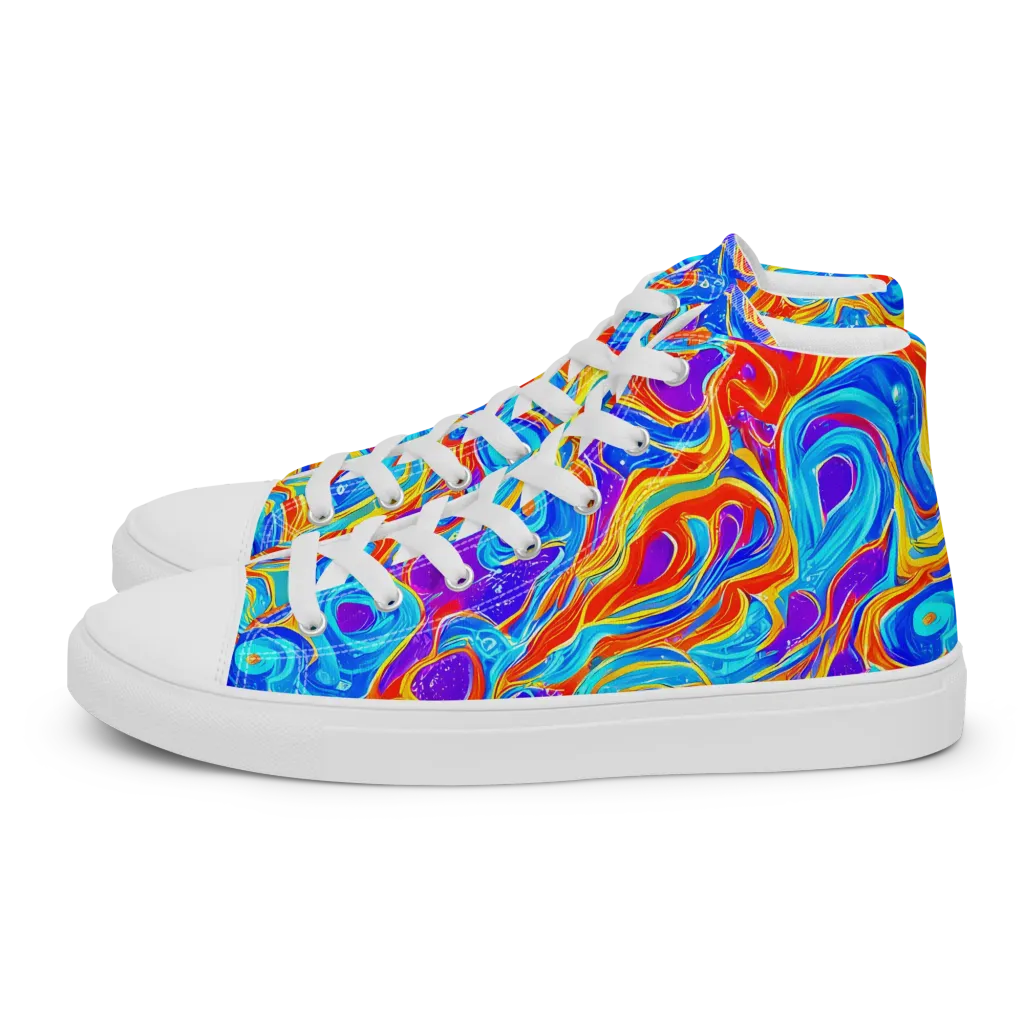 Saffron Labyrinth on Men's High Top Canvas Shoes — Left