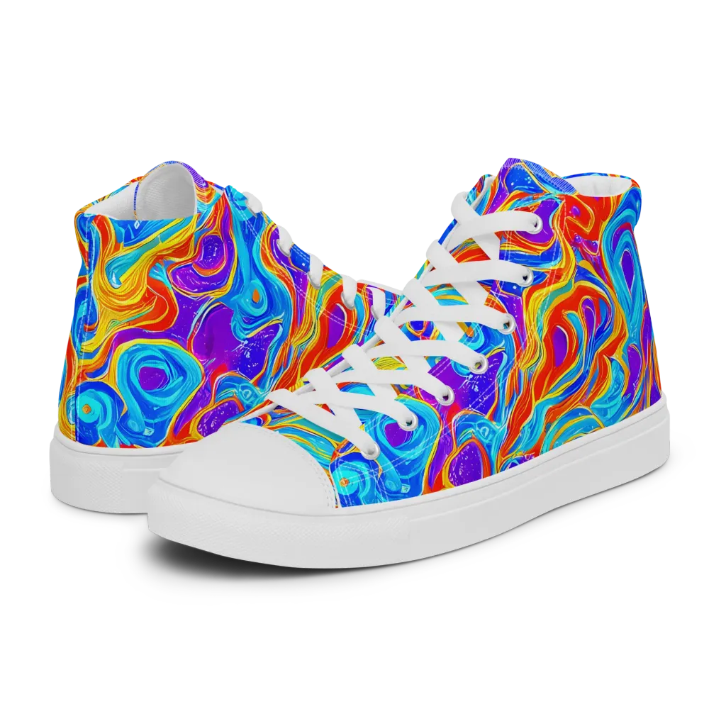 Saffron Labyrinth on Men's High Top Canvas Shoes — Left