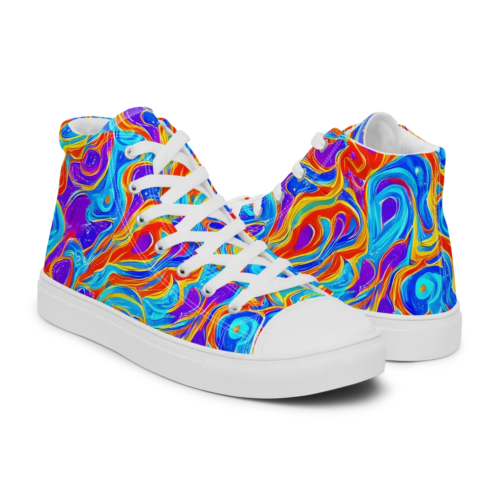 Saffron Labyrinth on Men's High Top Canvas Shoes — Right