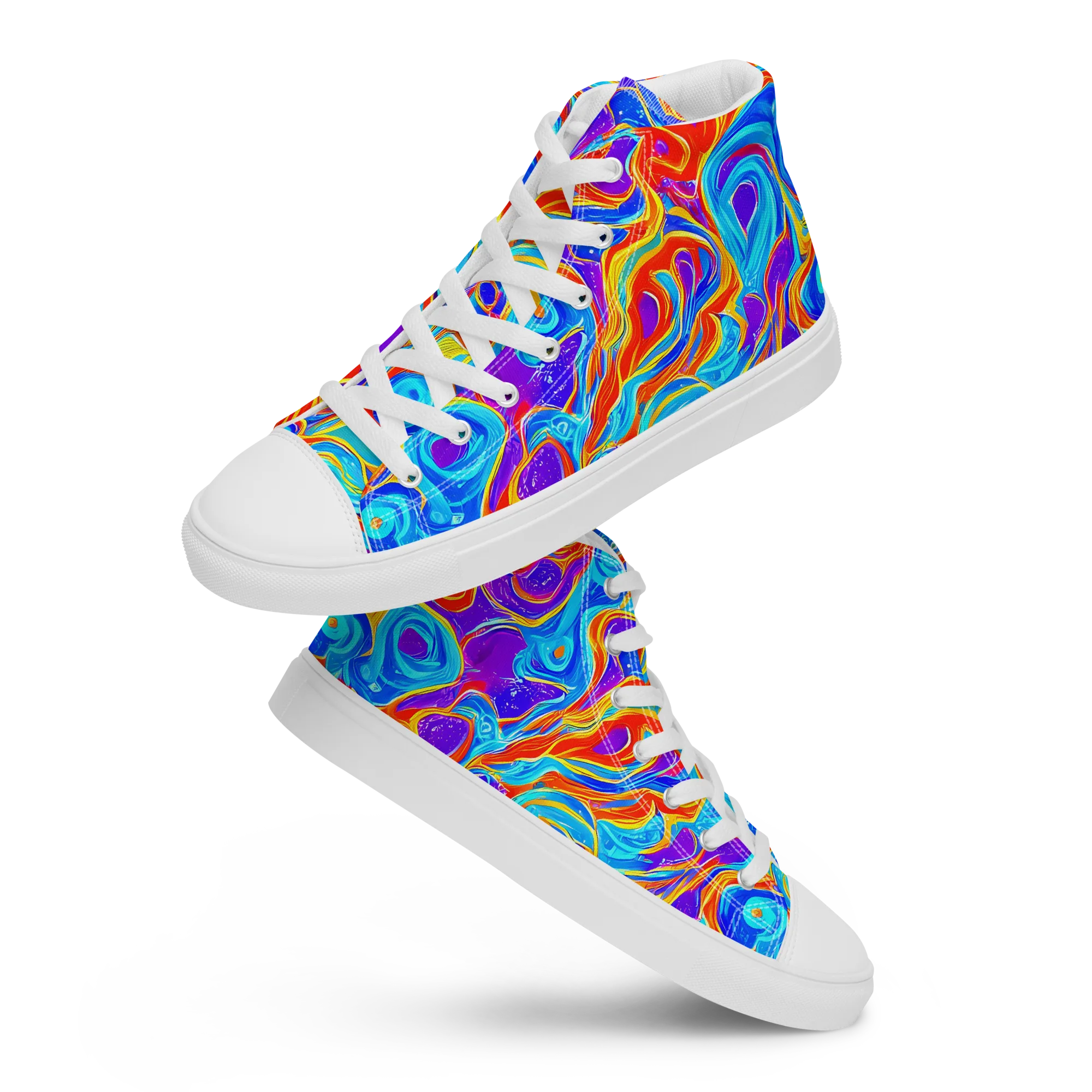 Saffron Labyrinth on Men's High Top Canvas Shoes — Front