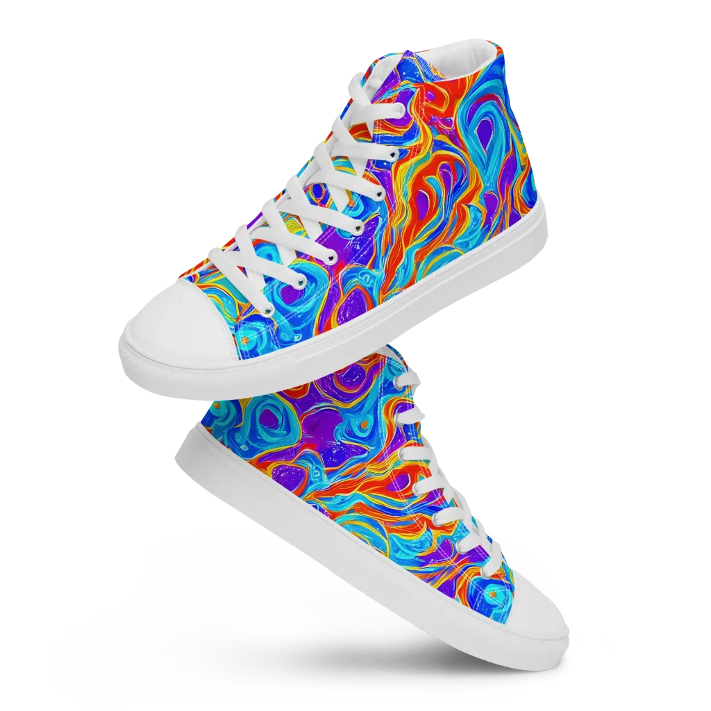 Saffron Labyrinth on Men's High Top Canvas Shoes — Front