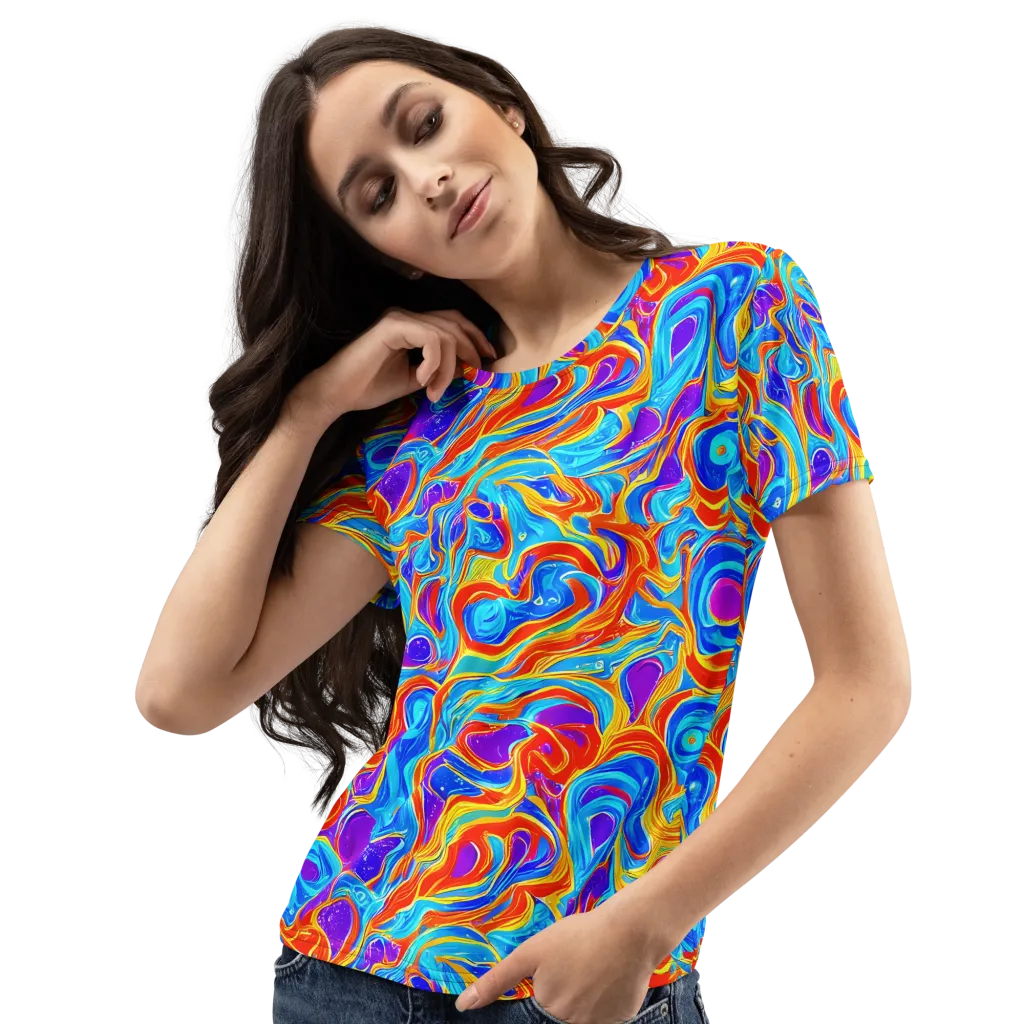 Saffron Labyrinth on Women's Crew Neck T-Shirt — Left Front
